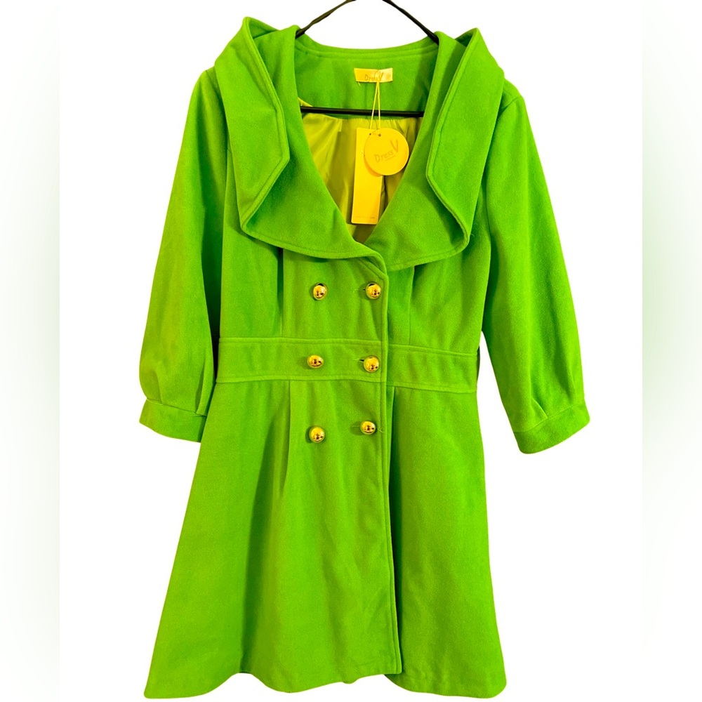 Green peacoat, NWT